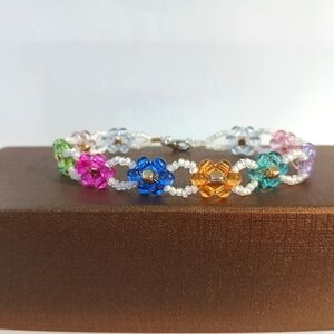Handmade Beaded Flower Bracelet